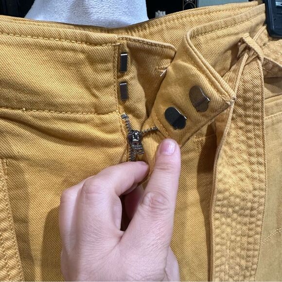 LOFT Mustard Yellow Belted Cropped Pants – Size 12 - Picture 4 of 8